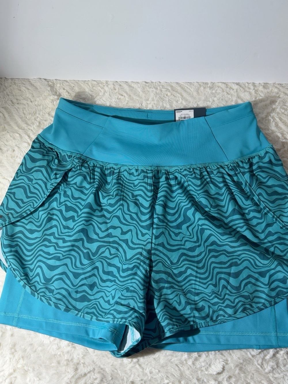 Tel gear workout women Teal Printed Active Shorts 2 in 1
